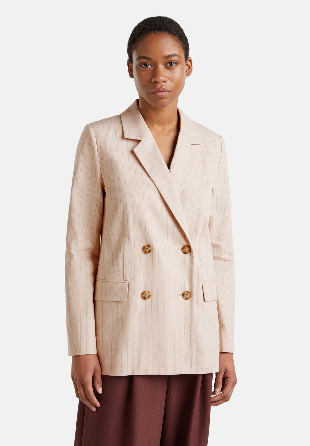 

Короткое пальто DOUBLE-BREASTED PINSTRIPE United Colors of Benetton, бежевый
