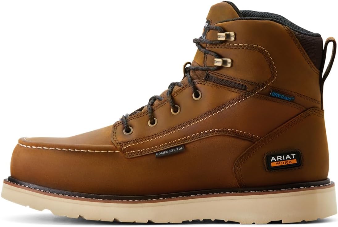 Мужские ботинки ARIAT Rebar Wedge с водонепроницаемым композитным носком и носком-мокасином, 15 см, коричневый — фото 2