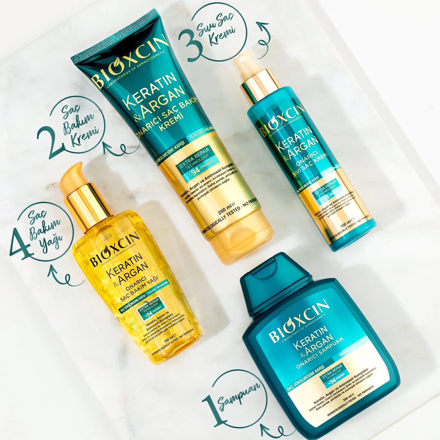 Восстанавливающее масло для волос с кератином и арганой Bioxcin Keratin & Argan Repairing Hair Care Oil 150 мл Bioxcin — фото 4