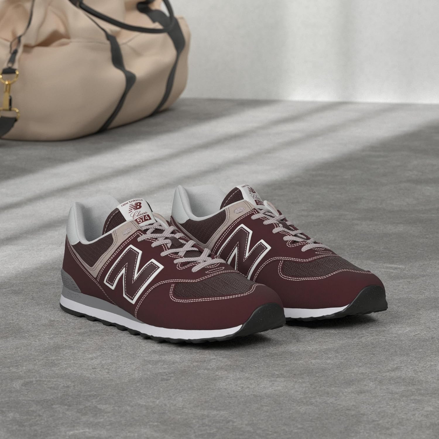 Мужские кроссовки New Balance 574 Core, белый/бордовый — фото 2