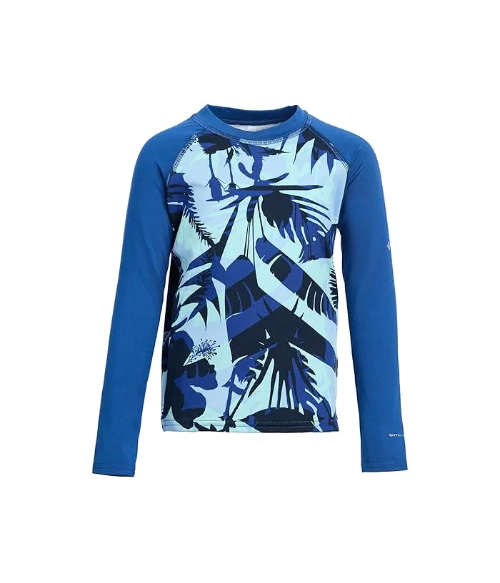 Футболка с длинным рукавом UPF 50 Sandy Shores Printed Long Sleeve Sunguard Columbia Kids, Mountain Blue Botaniflage/Mountain Blue