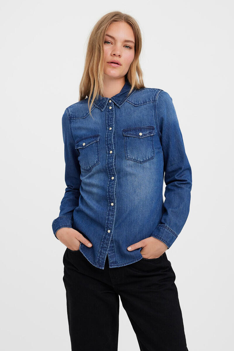 

Джинсовая рубашка с длинными рукавами Vero Moda, синий