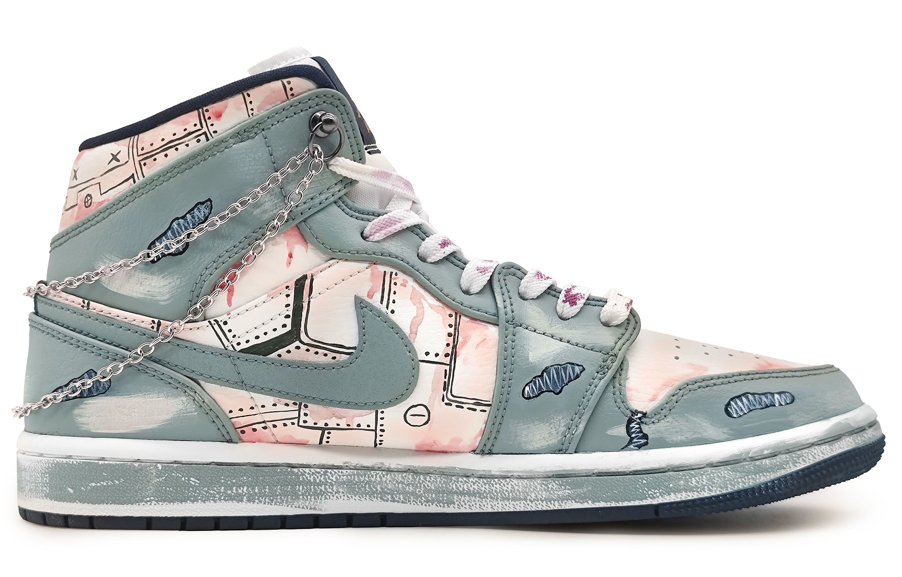 

Кроссовки Air Jordan 1 Vintage Basketball Shoes Men High-Top Pink/White