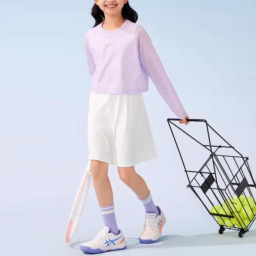 Детский спортивный комплект с юбкой для детей 3-7 лет SS25 6000 ASICS, фиолетовый — фото 4