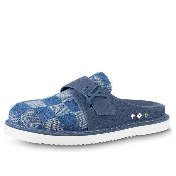 

Тапочки easy mules 'blue denim plaid' Louis Vuitton, синий
