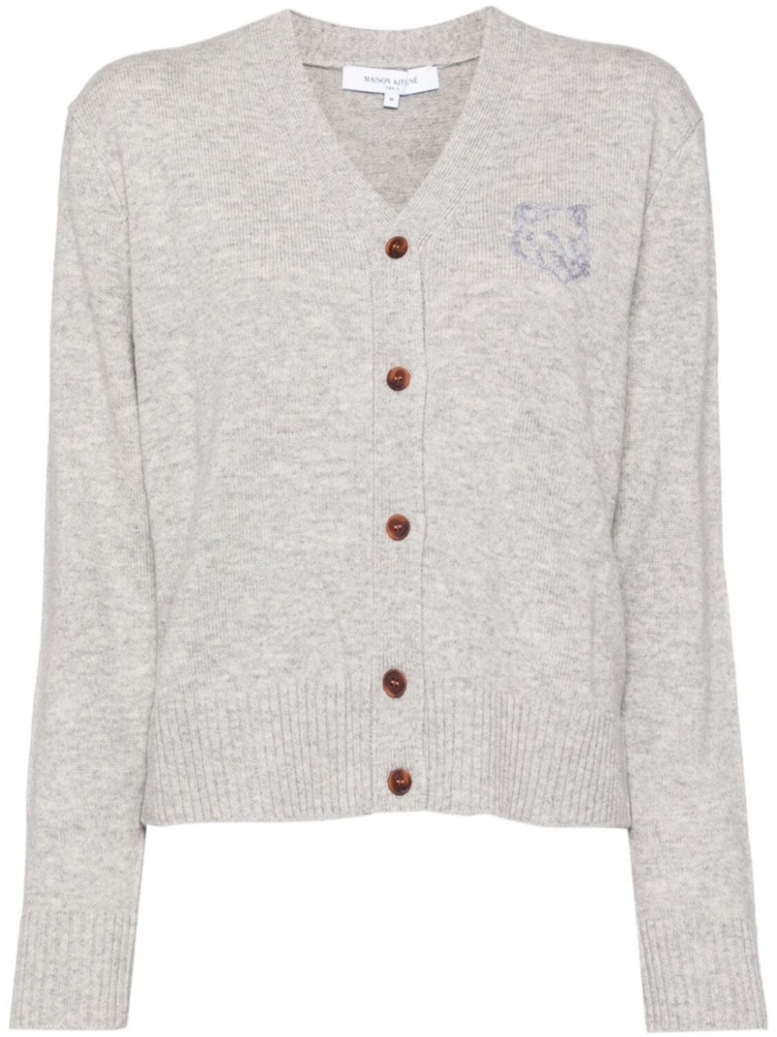 

Maison Kitsuné кардиган с вышивкой Bold Fox Head, серый