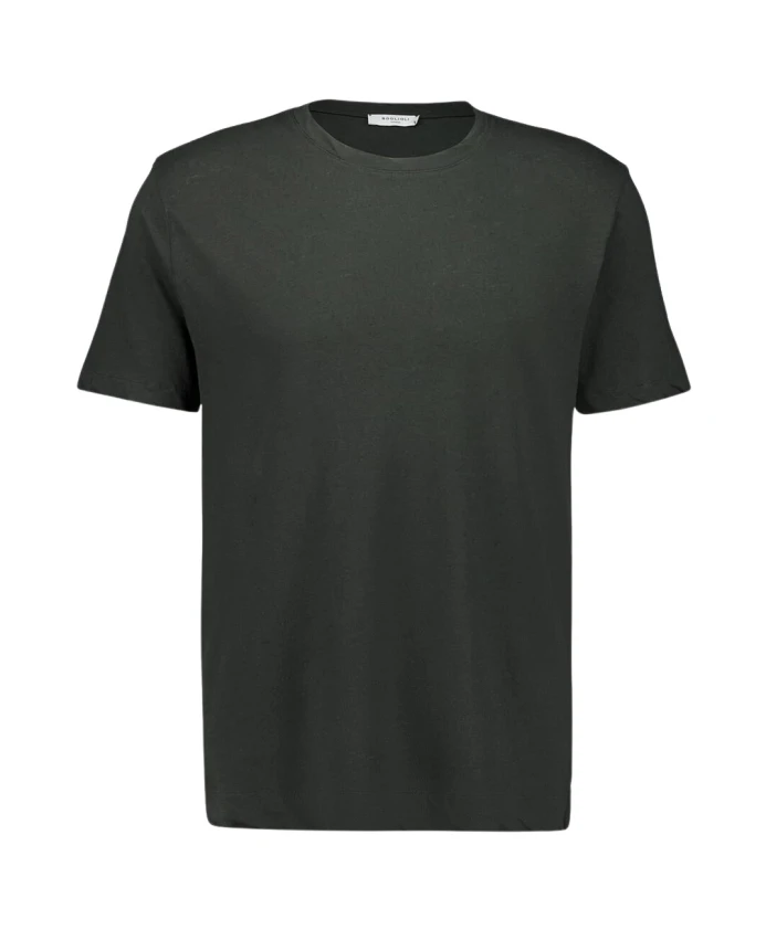 

Темно-Зеленая хлопково-льняная футболка с круглым вырезом Boglioli, зеленый