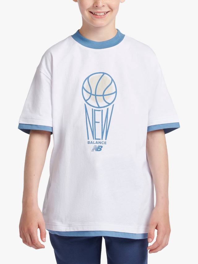 

Детская футболка с принтом Hoops New Balance, Bright White