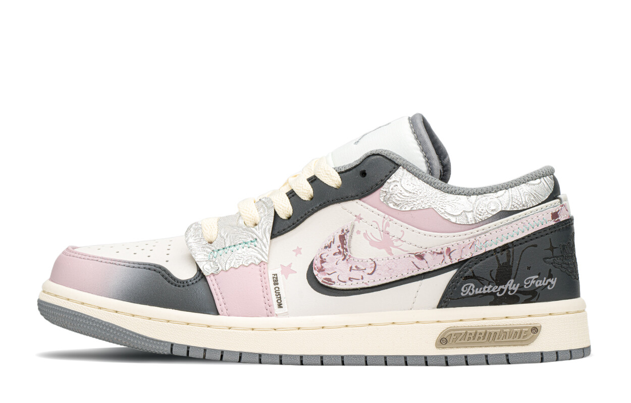 Кроссовки Air Jordan 1 Vintage Basketball Shoes Women's Low-top Grey/Pink/Silver, серый — фото 2