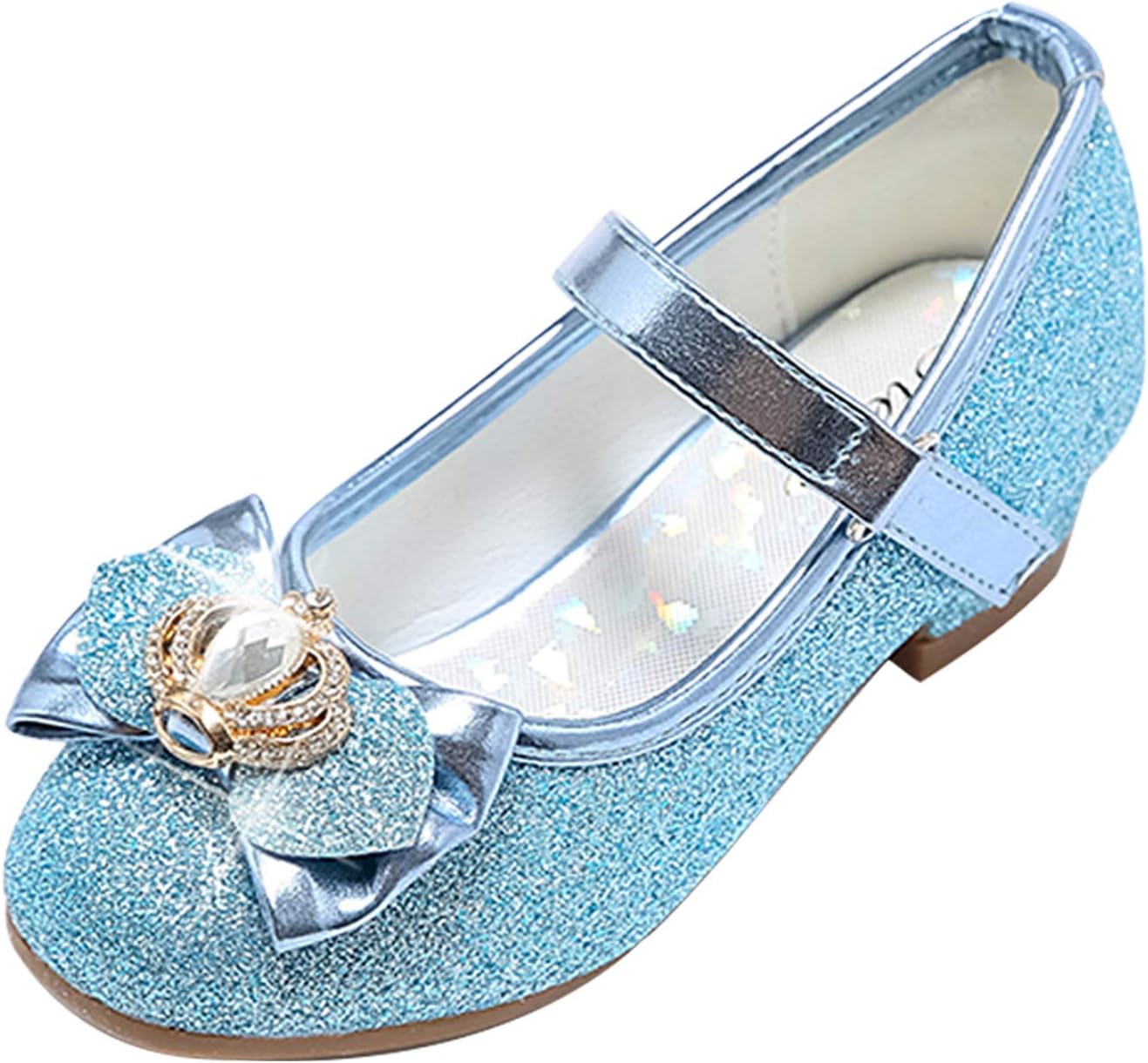

Детские туфли для девочек Stelle с блестками, принцесса, цветок, Мэри Джейн, низкий каблук, обувь для вечеринки, свадьбы, выпускного для малышей, синий