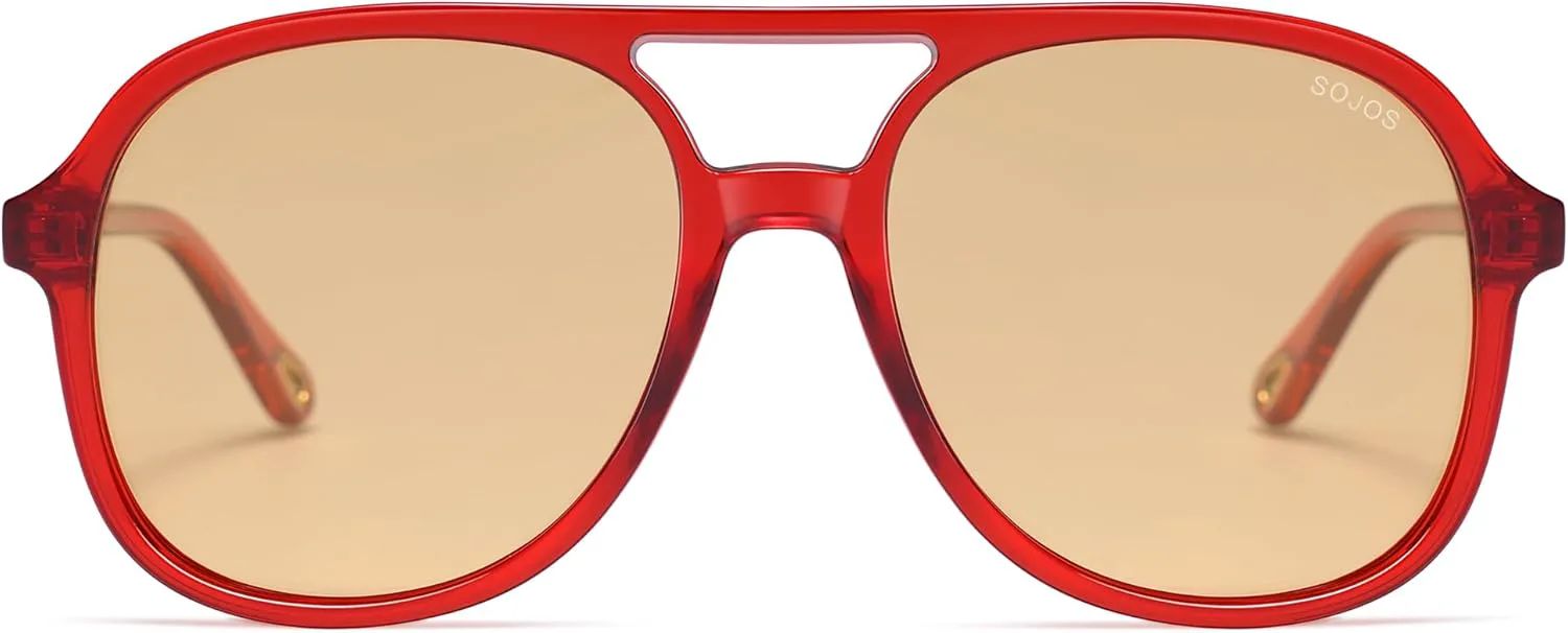 

Солнцезащитные очки-авиаторы SOJOS в стиле ретро с поляризацией, классические, винтажные, квадратной формы, 70-80-е годы, модель SJ2174, Red/Clear Brown Tint