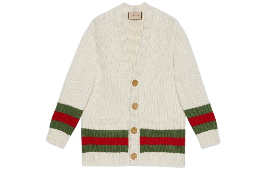 

Кардиган мужской Gucci Web-detail V-neck, бежевый