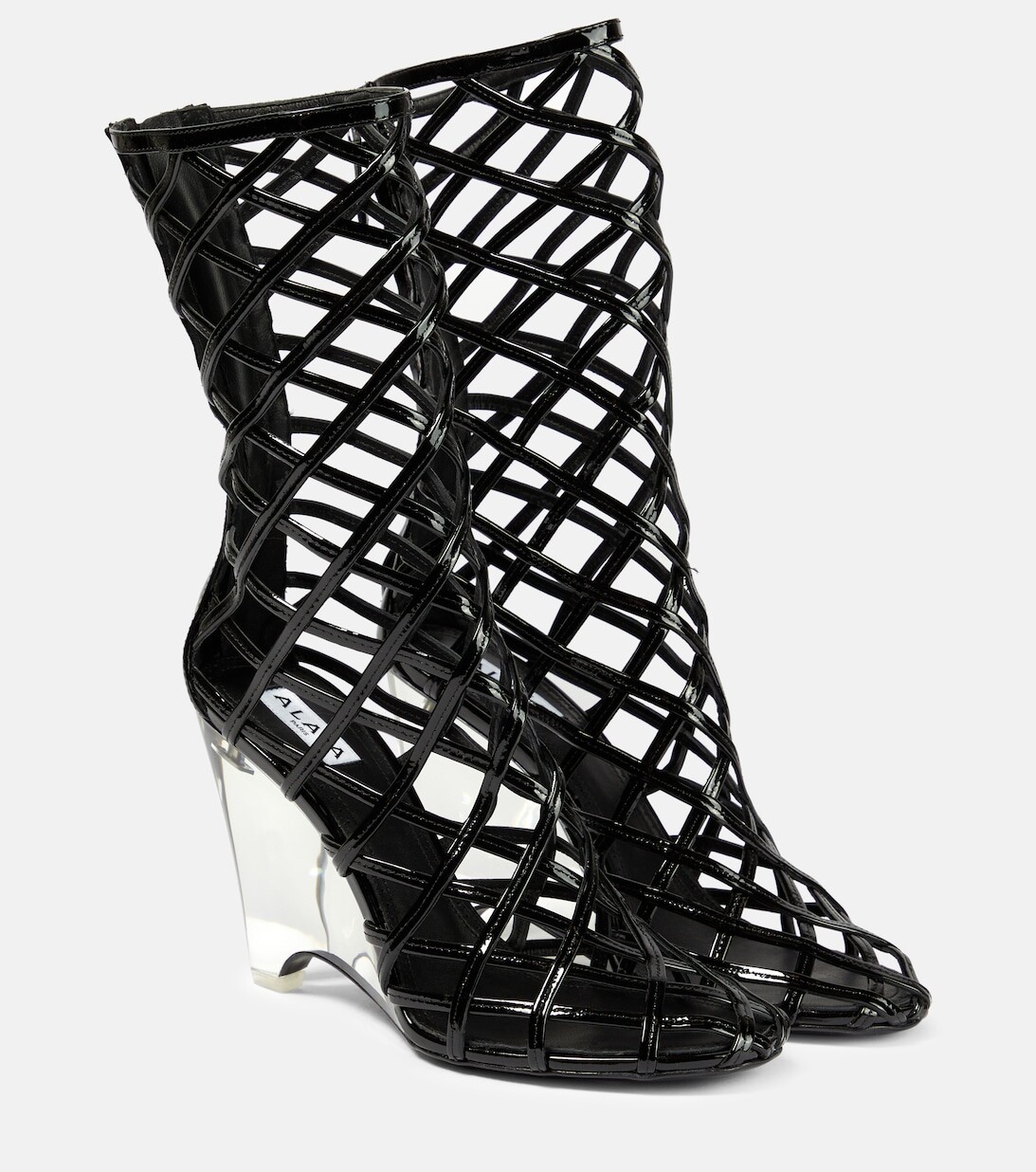 Кожаные ботильоны на танкетке Alaïa, черный