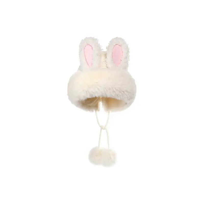 

FREE RABBITⅡ Плюшевая женская шапка бини, Fluffy Ball Milk White