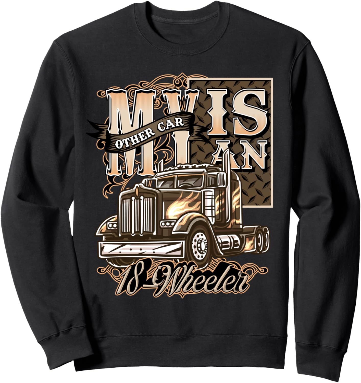 

Моя вторая машина - это водитель 18-колесного грузовика. Забавная шуточная толстовка Four1Nine Truckers Official, черный