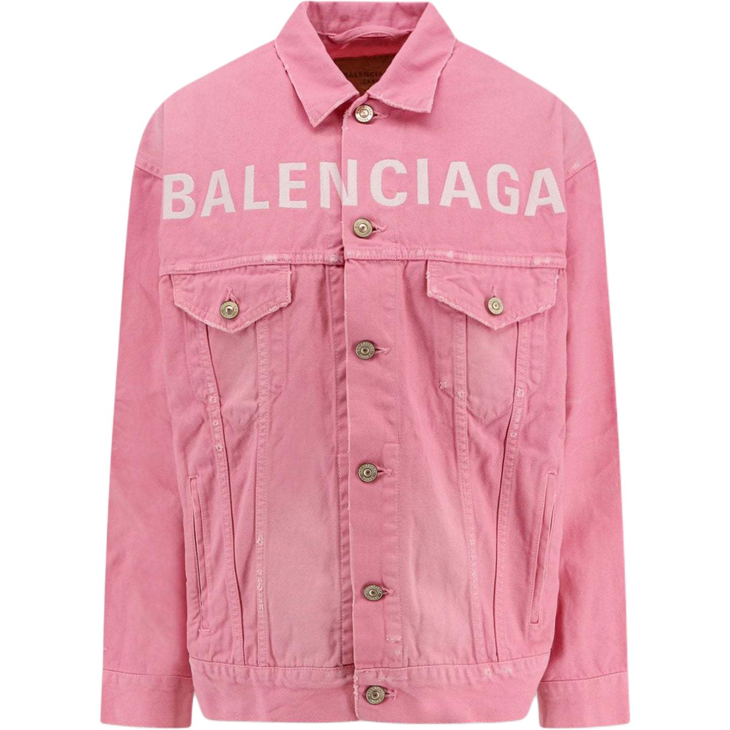

Balenciaga Вышитая джинсовая куртка с эффектом поношенности, Pink