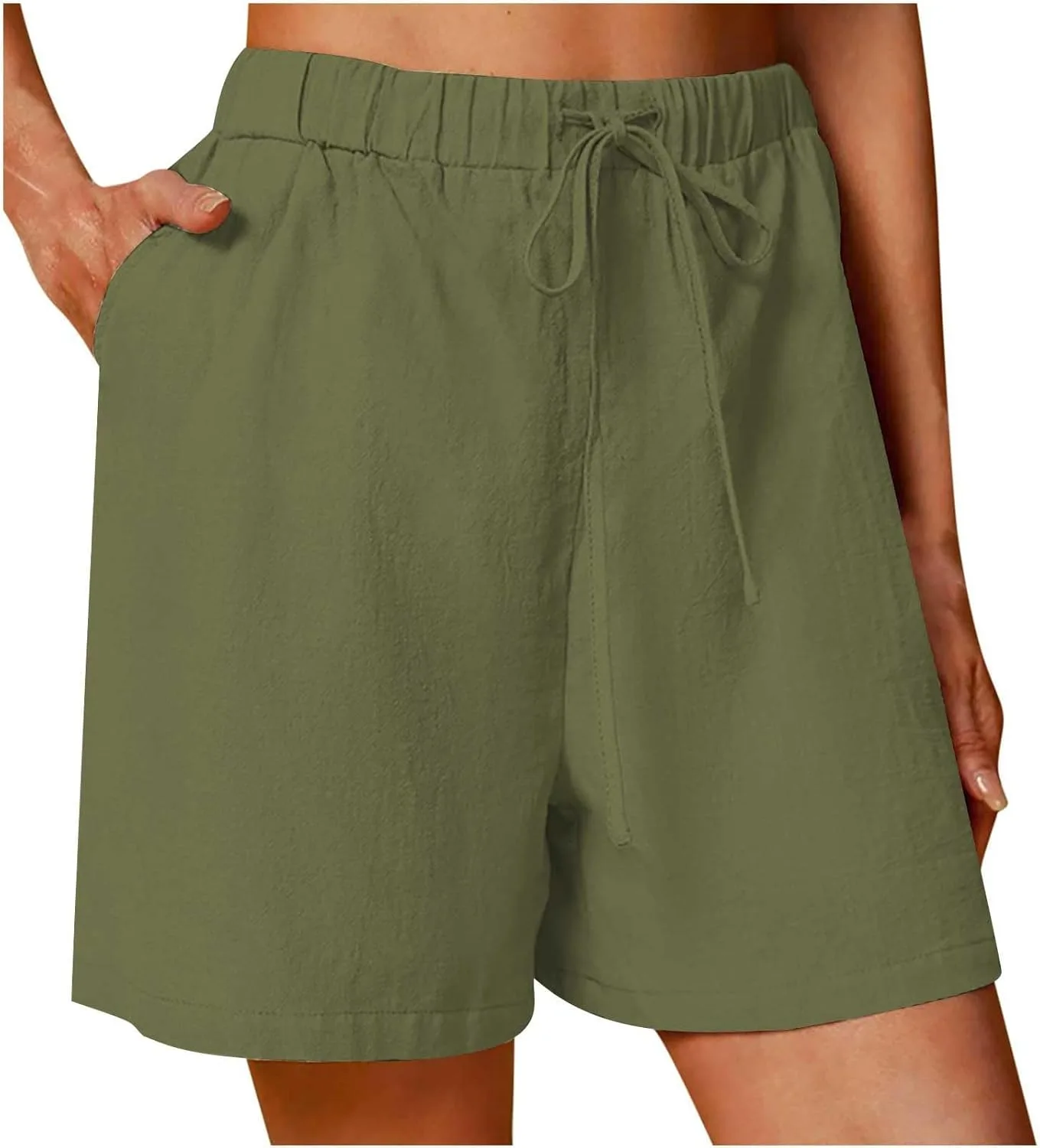 Шорты для женщин Plus Size High Waisted с кулиской и широкими штанинами