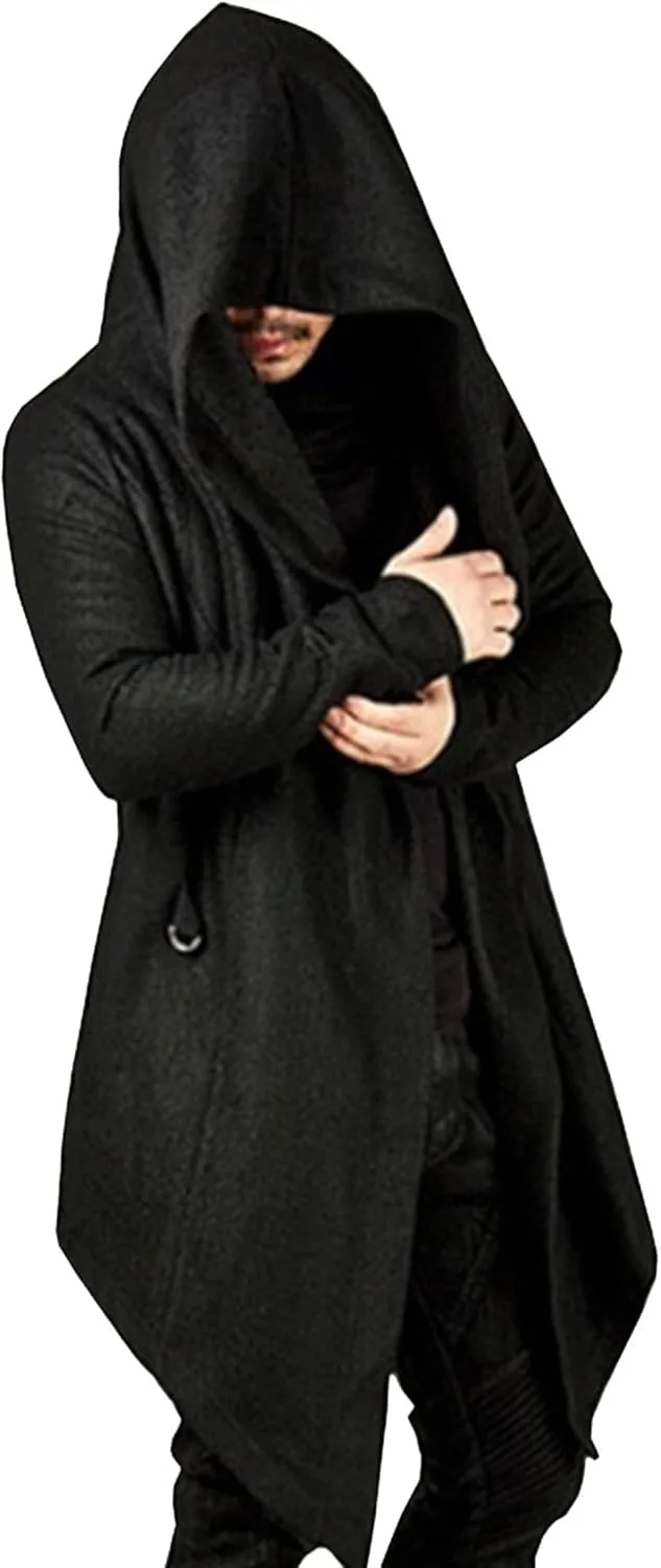 

Мужской длинный кардиган с капюшоном и асимметричным подолом SWJGLITTR