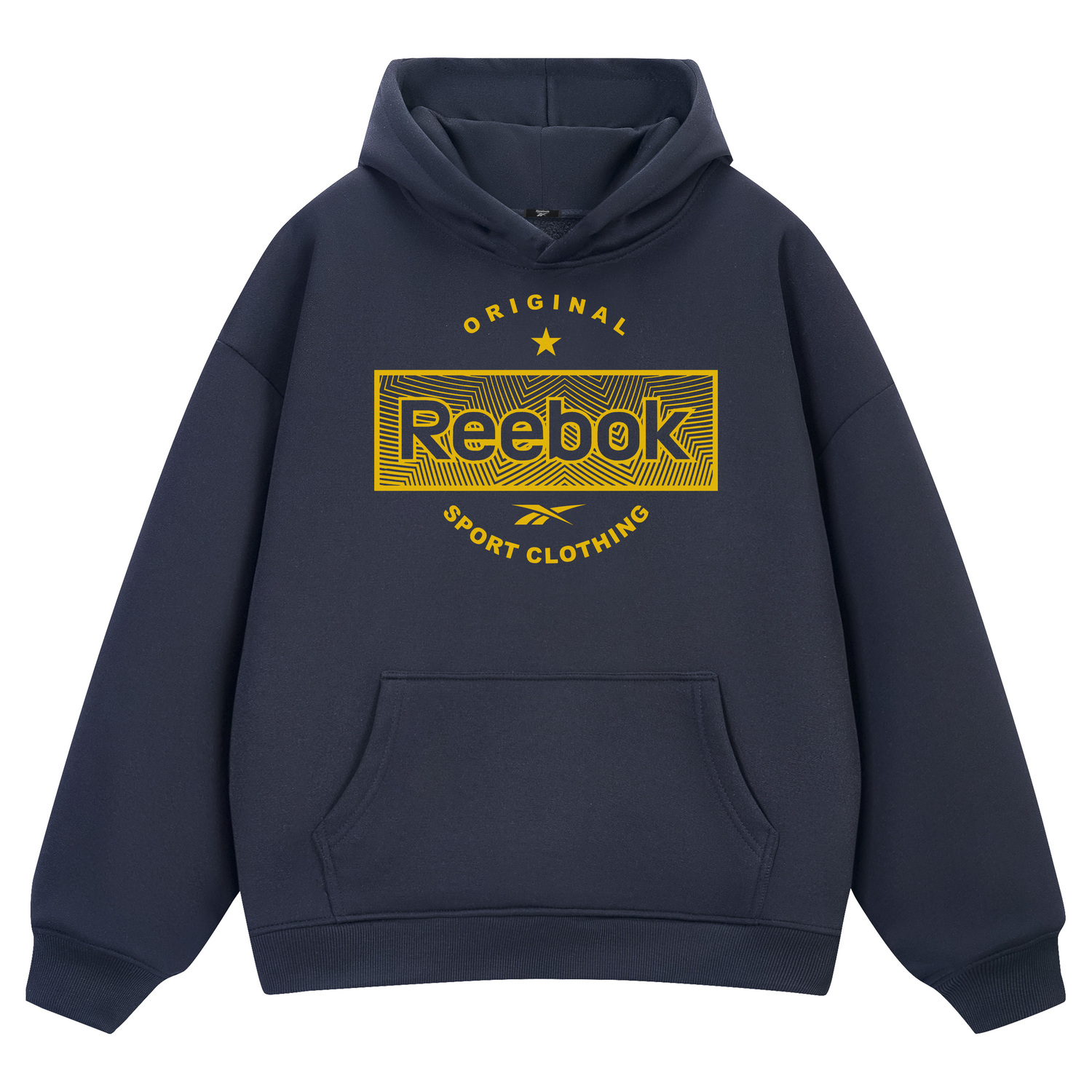

Толстовки Unisex с капюшоном, средней плотности Reebok, темно-синий (желтый)[heavyweight thickened and fleece-lined]
