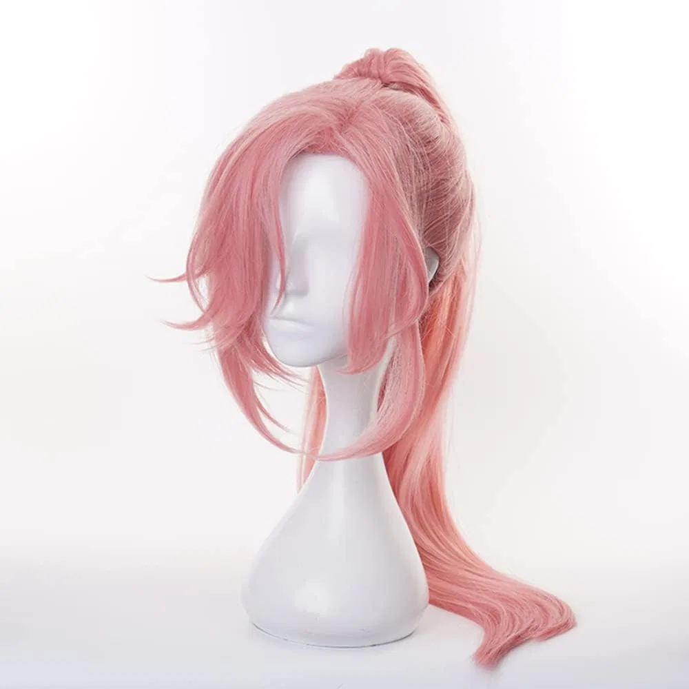 Длинный прямой парик для косплея с челкой и термостойкими волосами Maysuwell, Pink Ponytail — фото 2