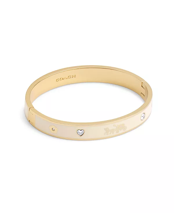 

Браслет с изображением конной упряжки из искусственного камня Coach, white/gold