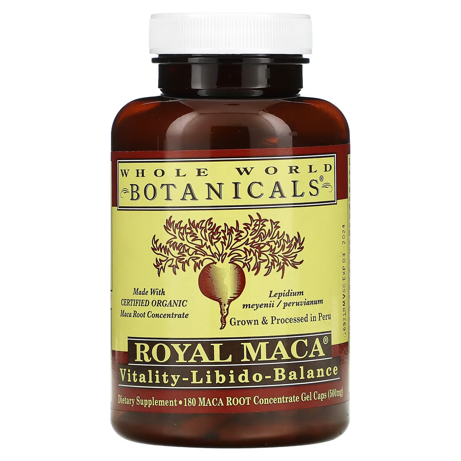 

Добавка Whole World Botanicals Royal Maca 500 мг, 180 капсул (250 мг в 1 капсуле)