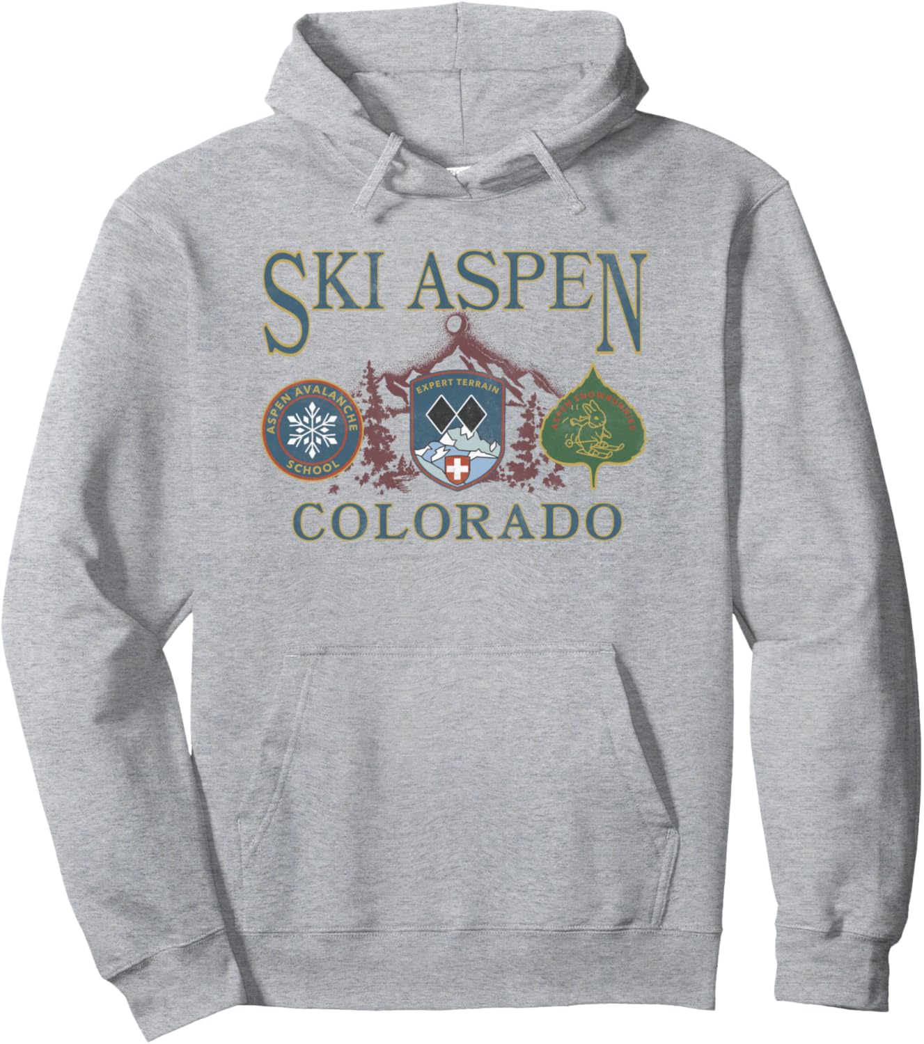 

Значки Ski Aspen Colorado, толстовка с изображением горного пейзажа Trendy Apparel, серый