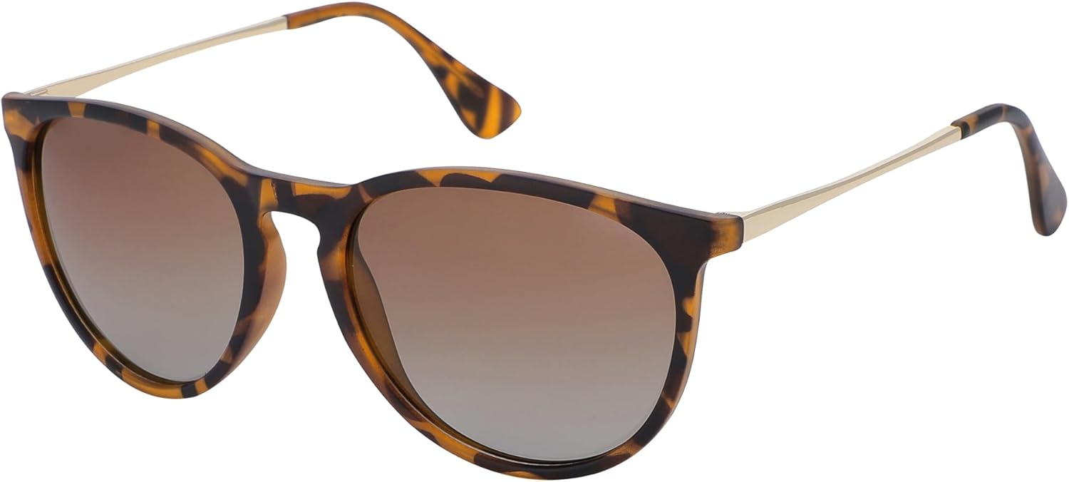 

Женские поляризованные солнцезащитные очки JOOX в винтажном стиле, круглые дизайнерские солнцезащитные очки с линзами, защищающими от УФ-излучения, Matte Tortoise/Gradient Brown