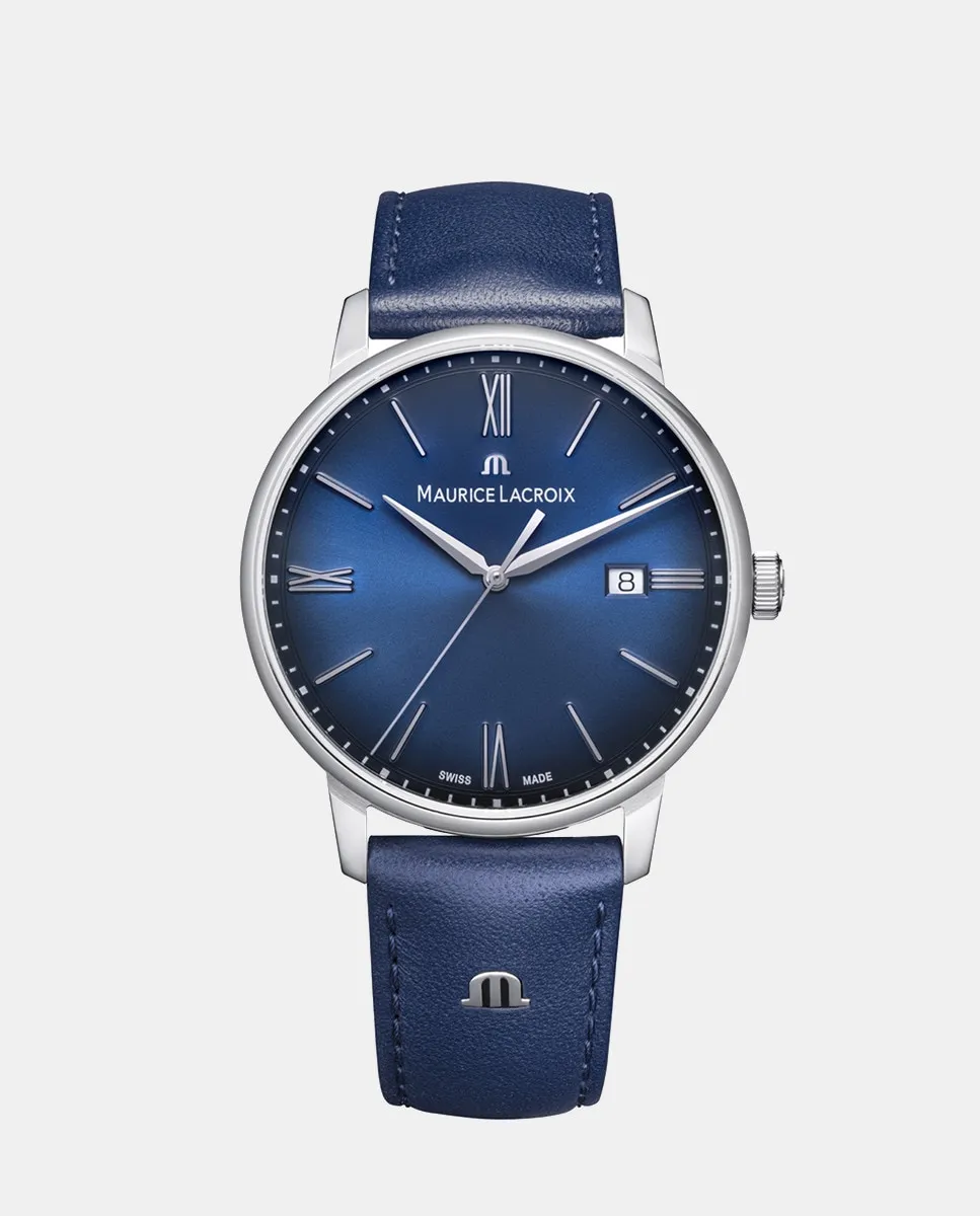 

Мужские часы Eliros EL1118-SS001-410-4 из синей кожи Maurice Lacroix, синий