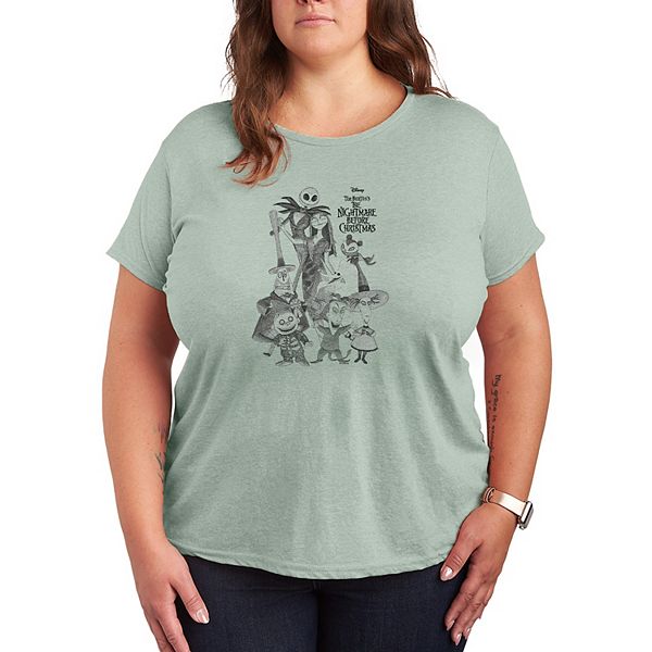 

Футболка Plus size с принтом The Nightmare Before Christmas Disney, Heather Sea Foam