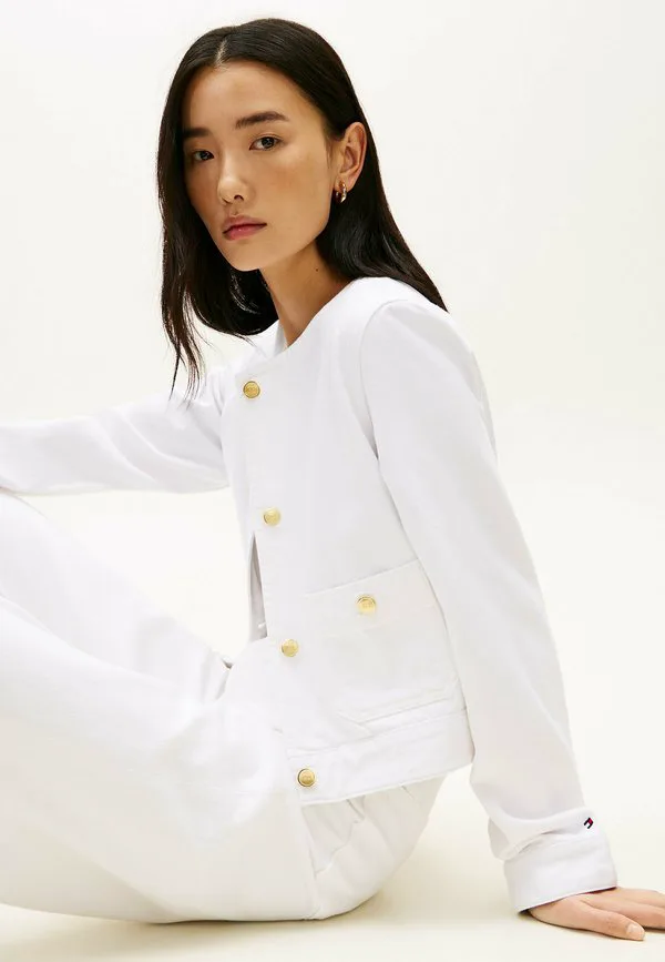 Джинсовая куртка без воротника на пуговицах Tommy Hilfiger, Optic White — фото 4