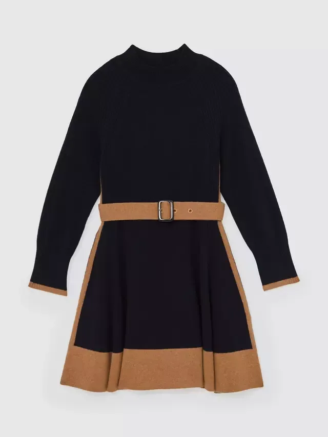 Детское вязаное платье Margaret из шерстяной смеси с поясом, темно-синее Reiss — фото 2