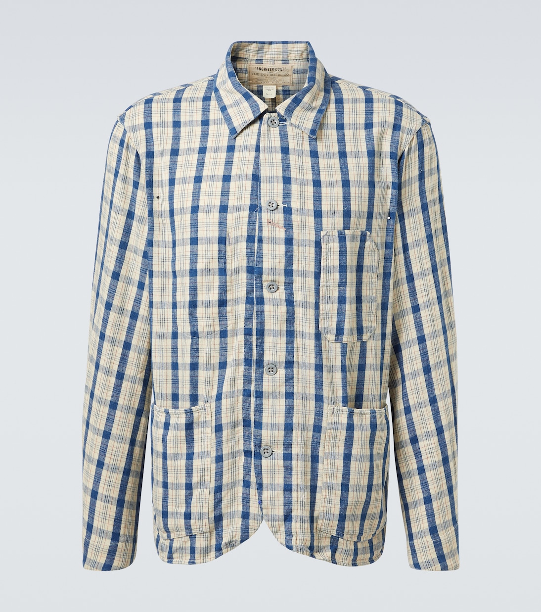 

Рубашка из хлопка и льна в клетку RRL, RL-749 Indigo Plaid Multi