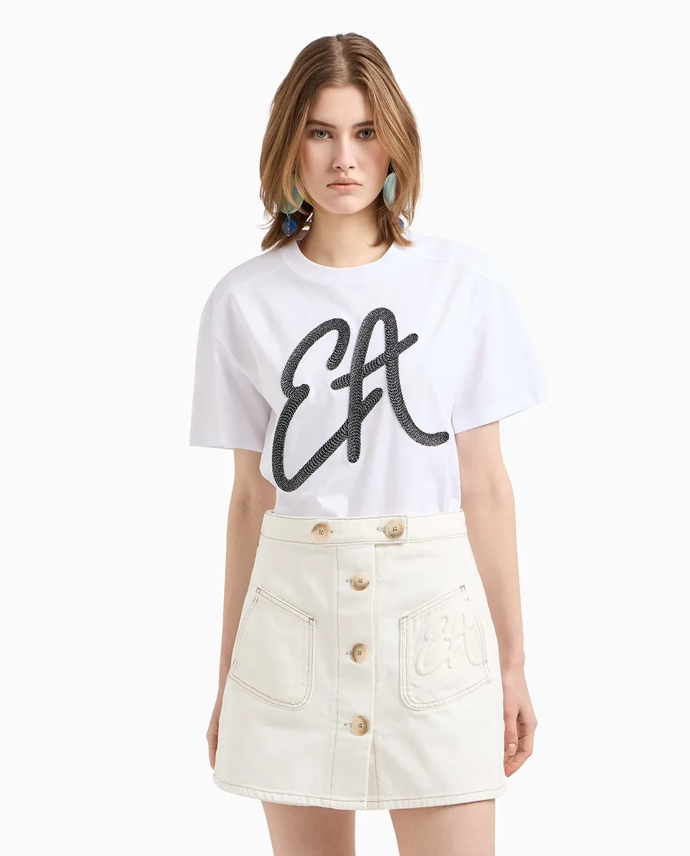 

Юбка/шорты в стиле дрель с большими пуговицами Emporio Armani, цвет Blanco Hielo