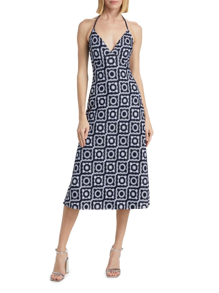 

Платье-миди Rebecca Crochet Halter Ramy Brook, цвет Spring Navy Crochet