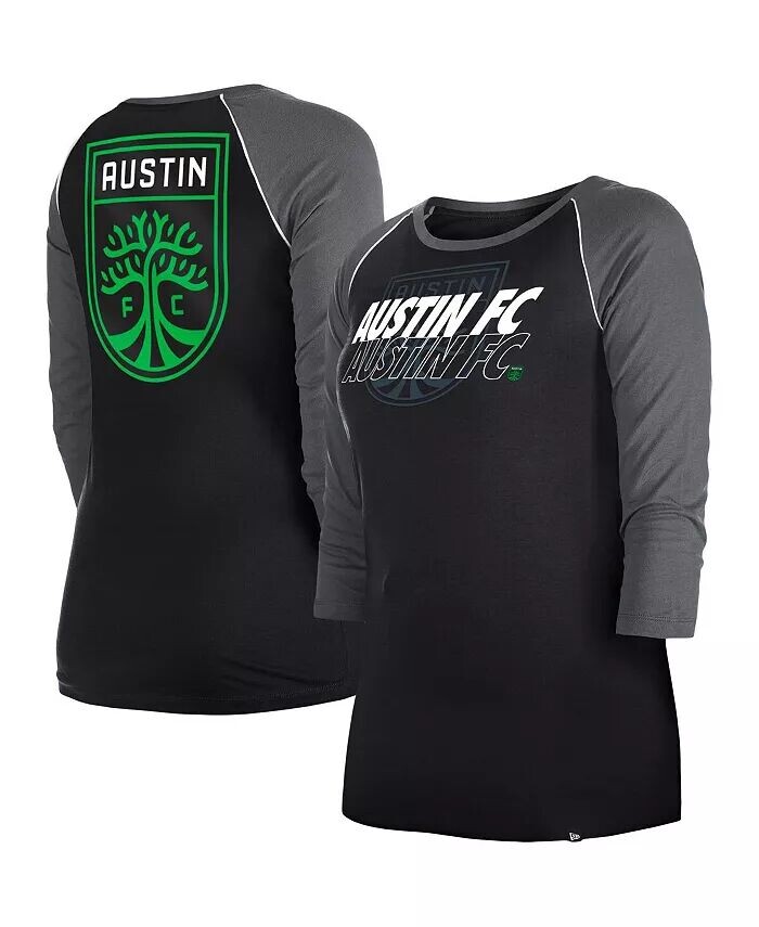 

Женская черная футболка Austin FC Athletic реглан с рукавом 3/4 New Era