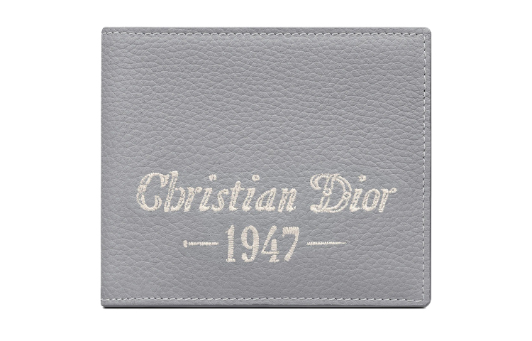 

Dior Мужской кошелек-кардхолдер из зернистой телячьей кожи, серый