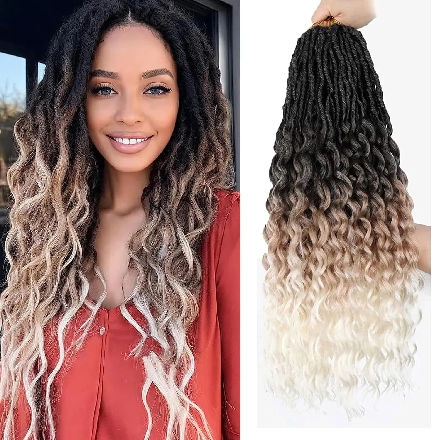 Наращивание волос Soft Crochet Faux Locs 24 дюйма, 6 упаковок Fanwyfyu, 1B/27/613