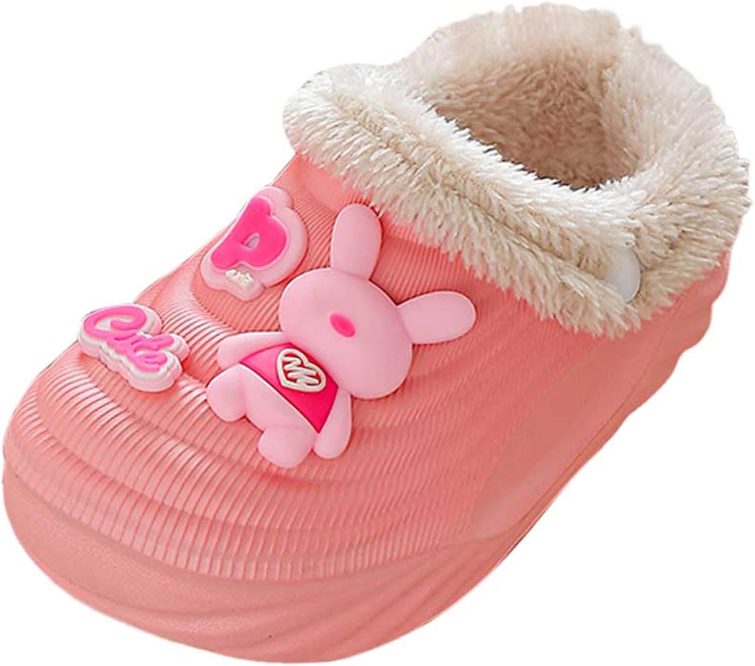 

Детские теплые тапочки IWIHMIV, удобные плюшевые для девочек и мальчиков, с нескользящей подошвой, зимние, для дома и улицы, с мультяшным рисунком, розовый
