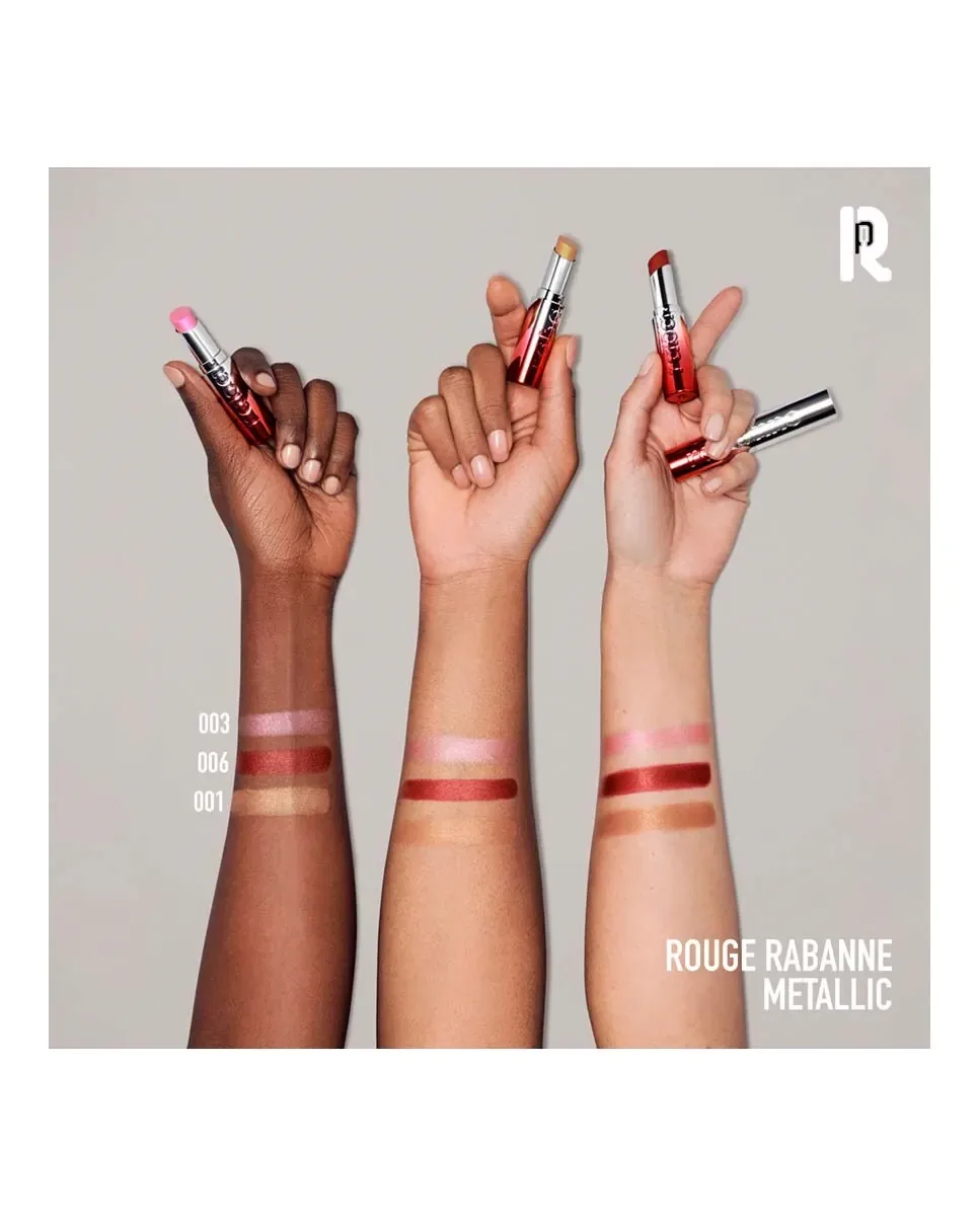 Металлическая увлажняющая помада Famous Lipcolor Rabanne, 006.Red Chrome — фото 3