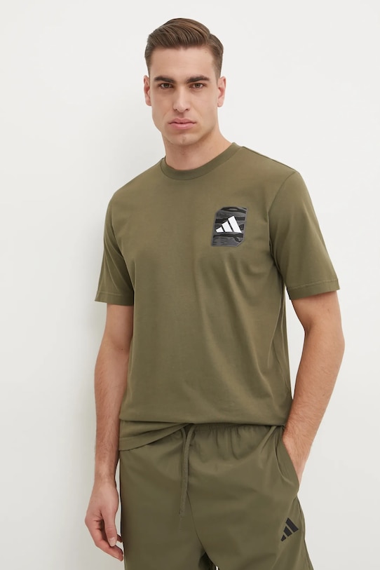

Хлопковая футболка Camo Adidas, зеленый