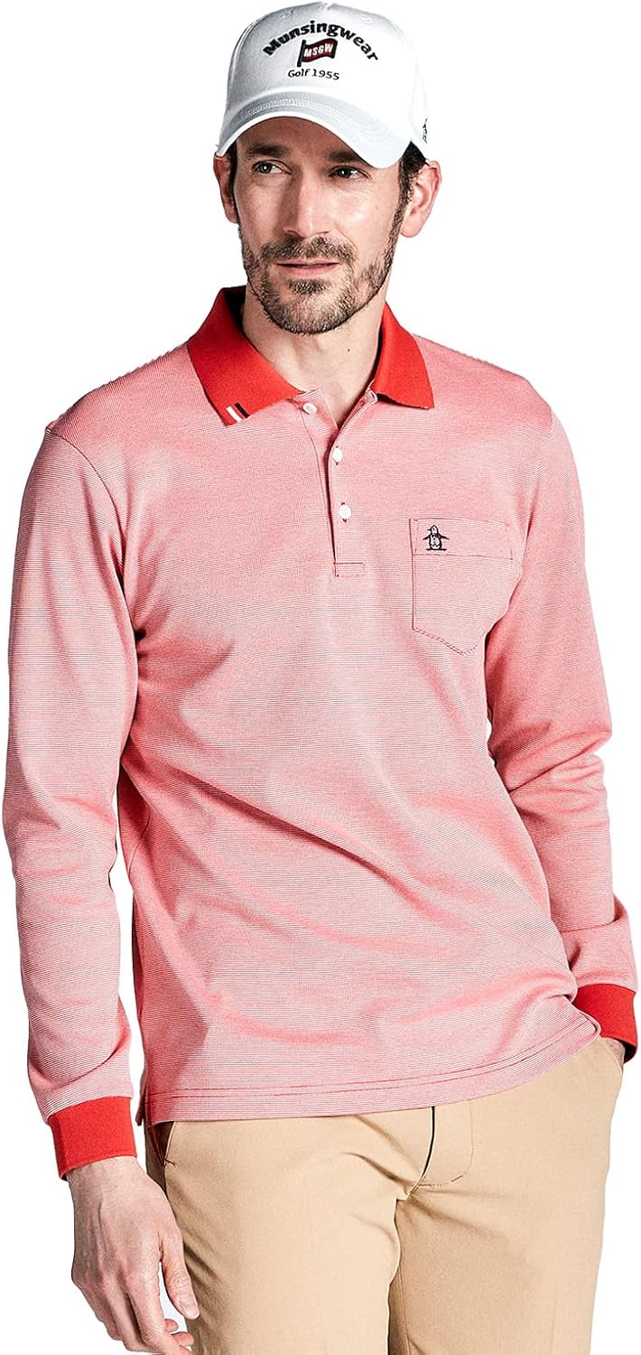 

Мужская поло-рубашка с длинным рукавом Munsing Wear MG4FLS22M, пике, в горошек, влагоотводящая, быстросохнущая, с защитой от УФ-излучения Munsingwear, оранжевый