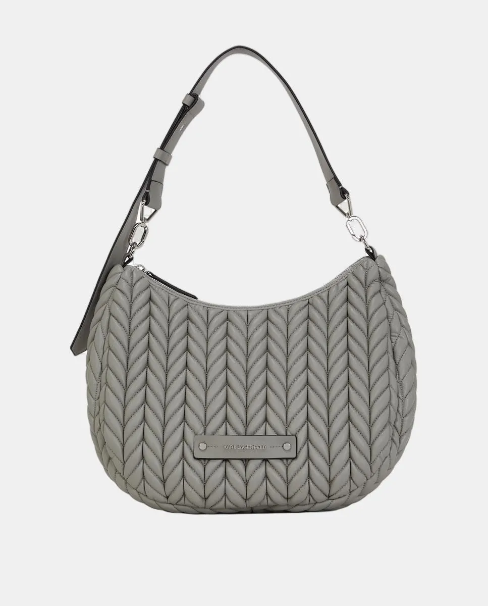 

Большая сумка через плечо из переработанного полиамида с застежкой-молнией Karl Lagerfeld, серый