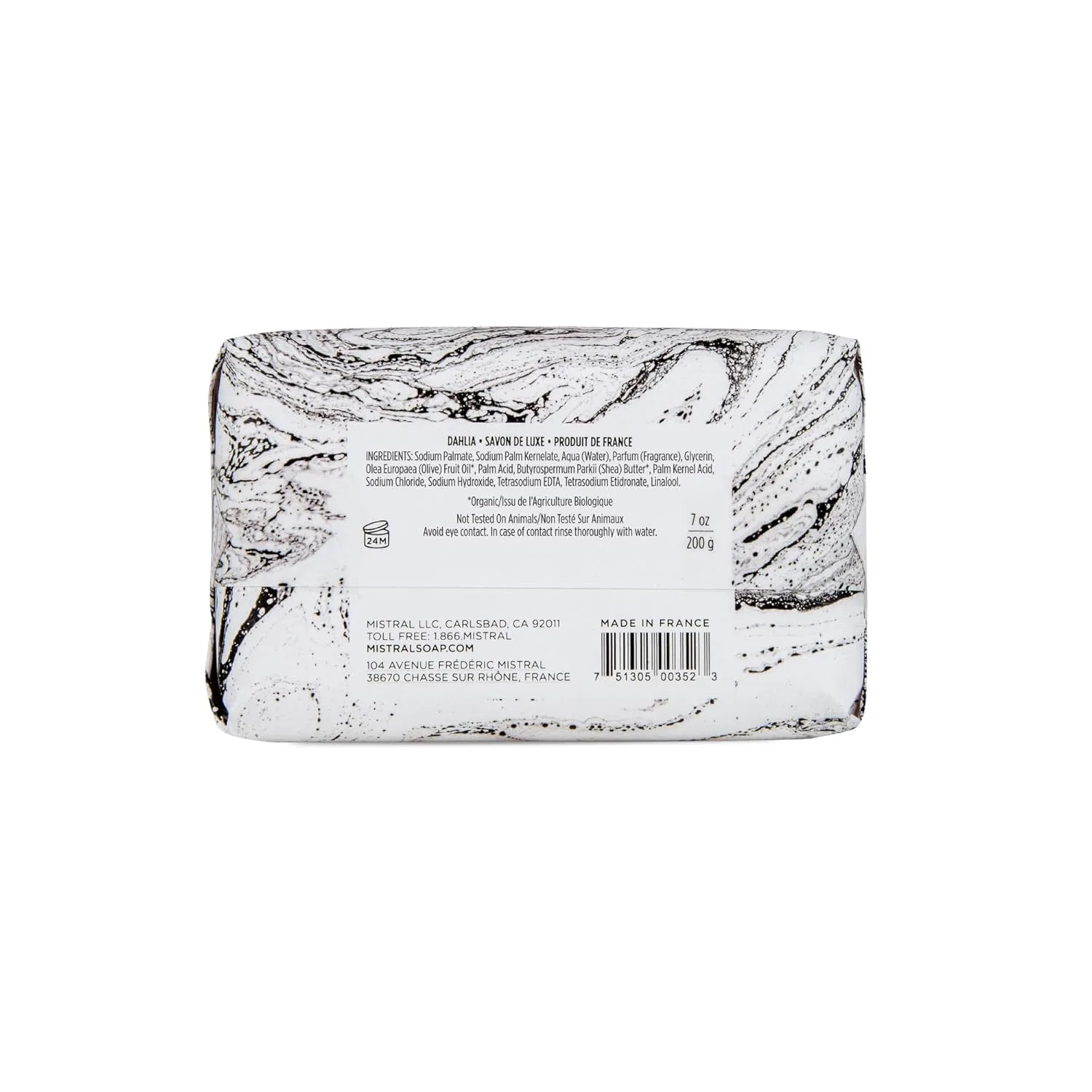 Мыло Mistral Marbles French 7 oz Luxury Bar Soap Marbles Dahlia 198.45 г (1 шт.), white — фото 2