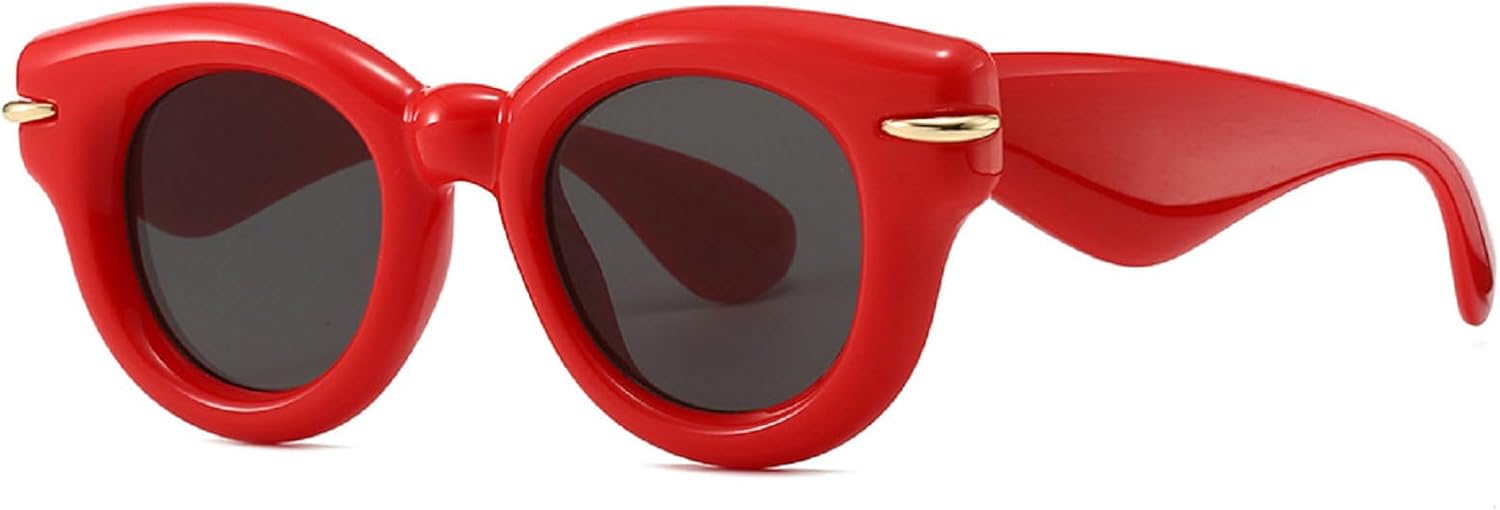 

Женские модные солнцезащитные очки Y2K овальной формы конфетных цветов с ретро-заклепками. Мужские дизайнерские круглые солнцезащитные очки в стиле панк с защитой от УФ-излучения UV400 mincl, Red