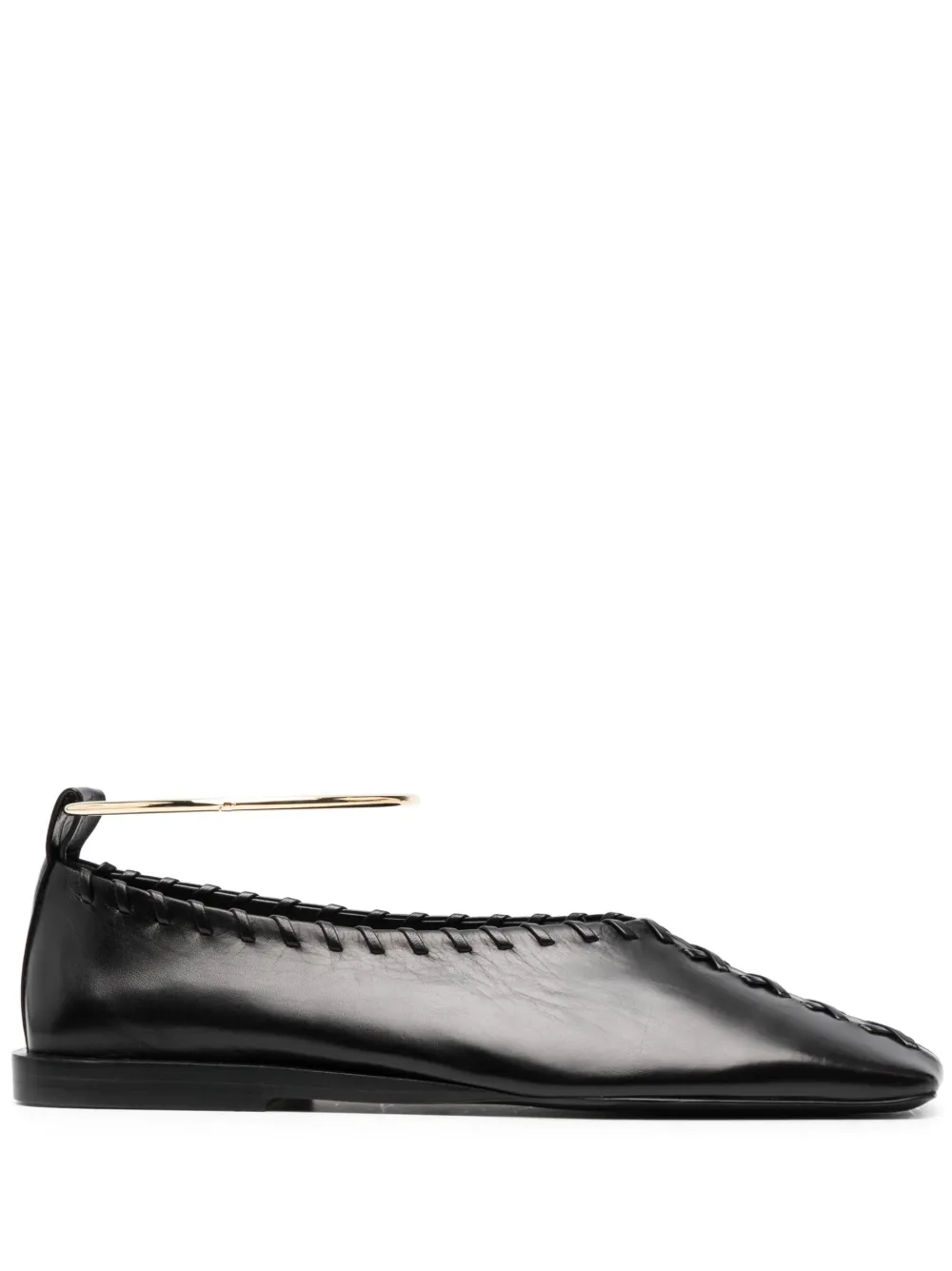 Кожаные балетки JIL SANDER, черный