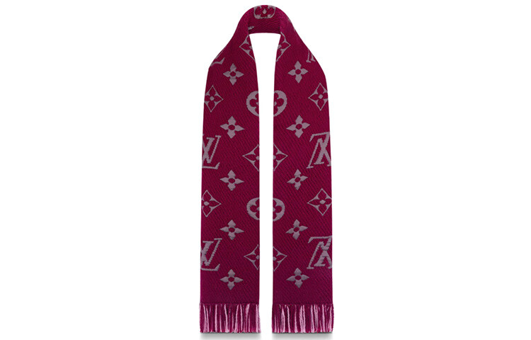 Шарф женский Louis Vuitton вязаный, розовый / бордовый — фото 2