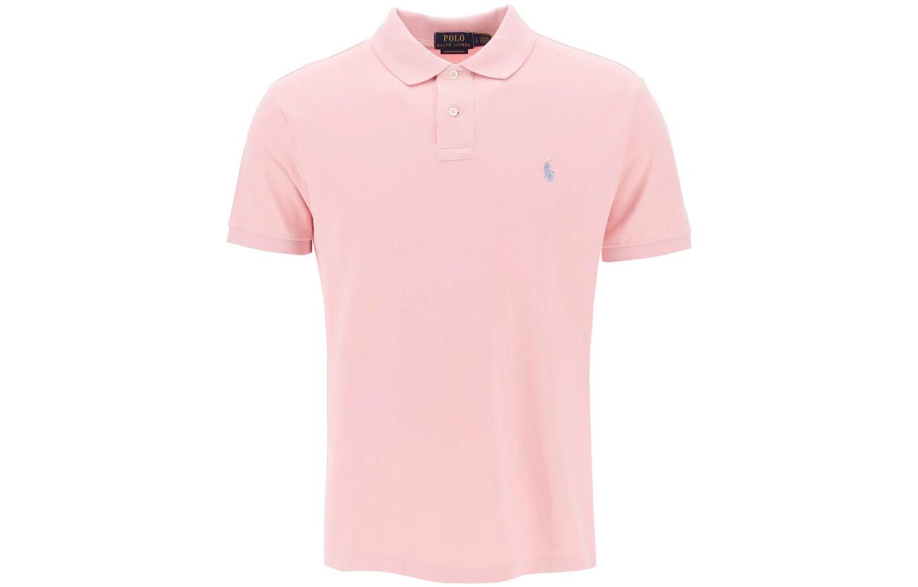 

Поло с прямым подолом и вышитым логотипом Polo Ralph Lauren, розовый