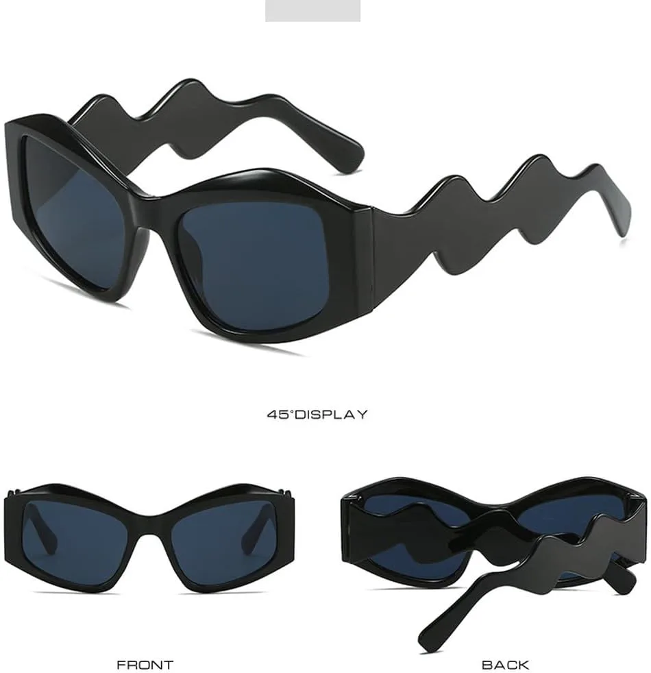 

Солнцезащитные очки «кошачий глаз» с изогнутыми дужками, модные панк-винтажные очки, роскошные солнцезащитные очки с защитой от УФ-излучения UV400 TKKTLLT, Blue