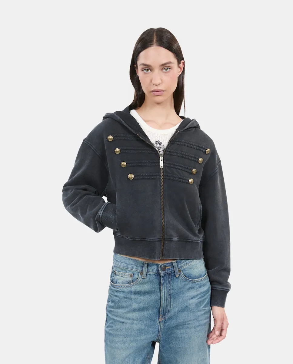 

Женская толстовка с капюшоном и застежкой-молнией The Kooples, черный